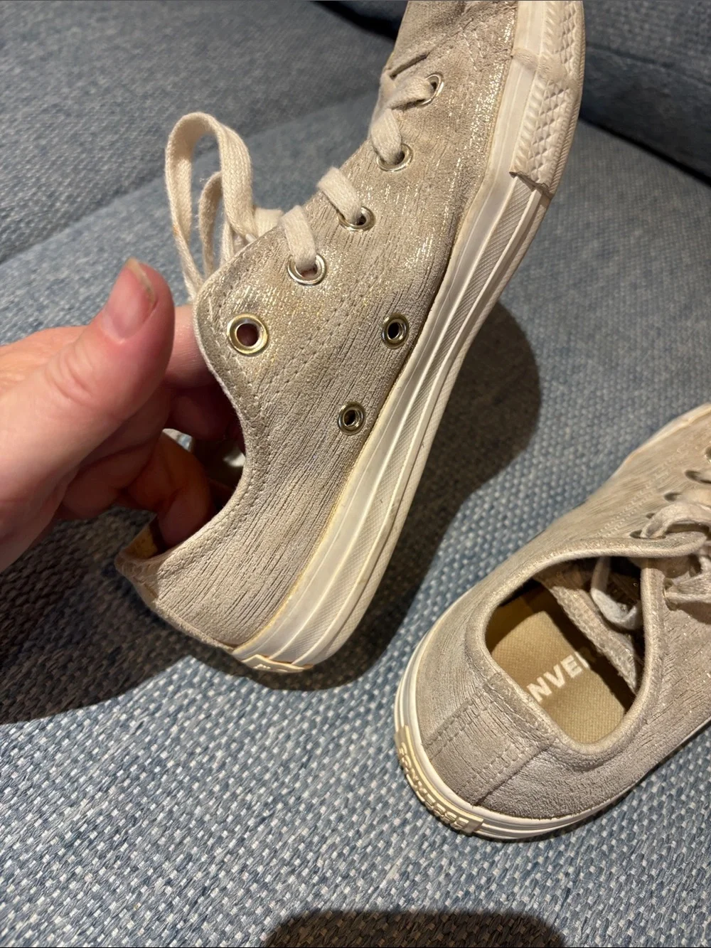 Converse shimmery gold sneakers! Youth 2